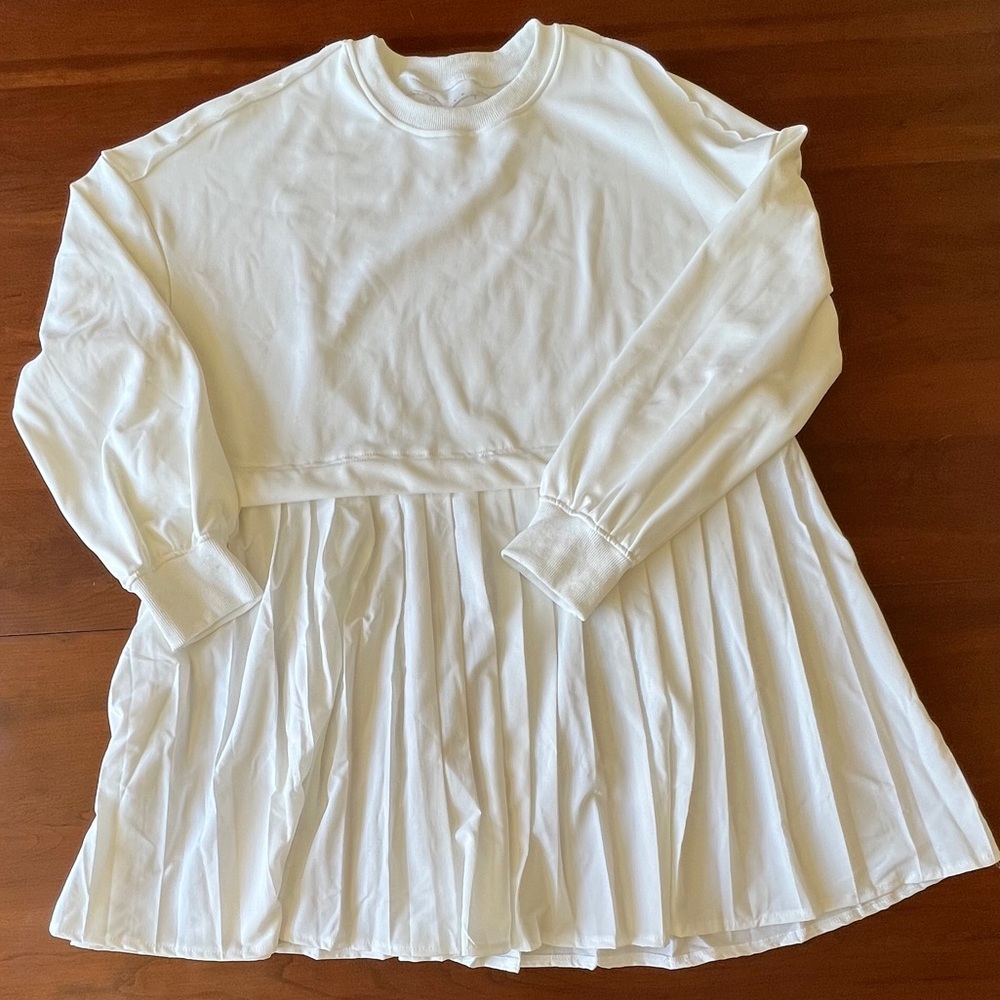 White Babydoll Sweatshirt Dress